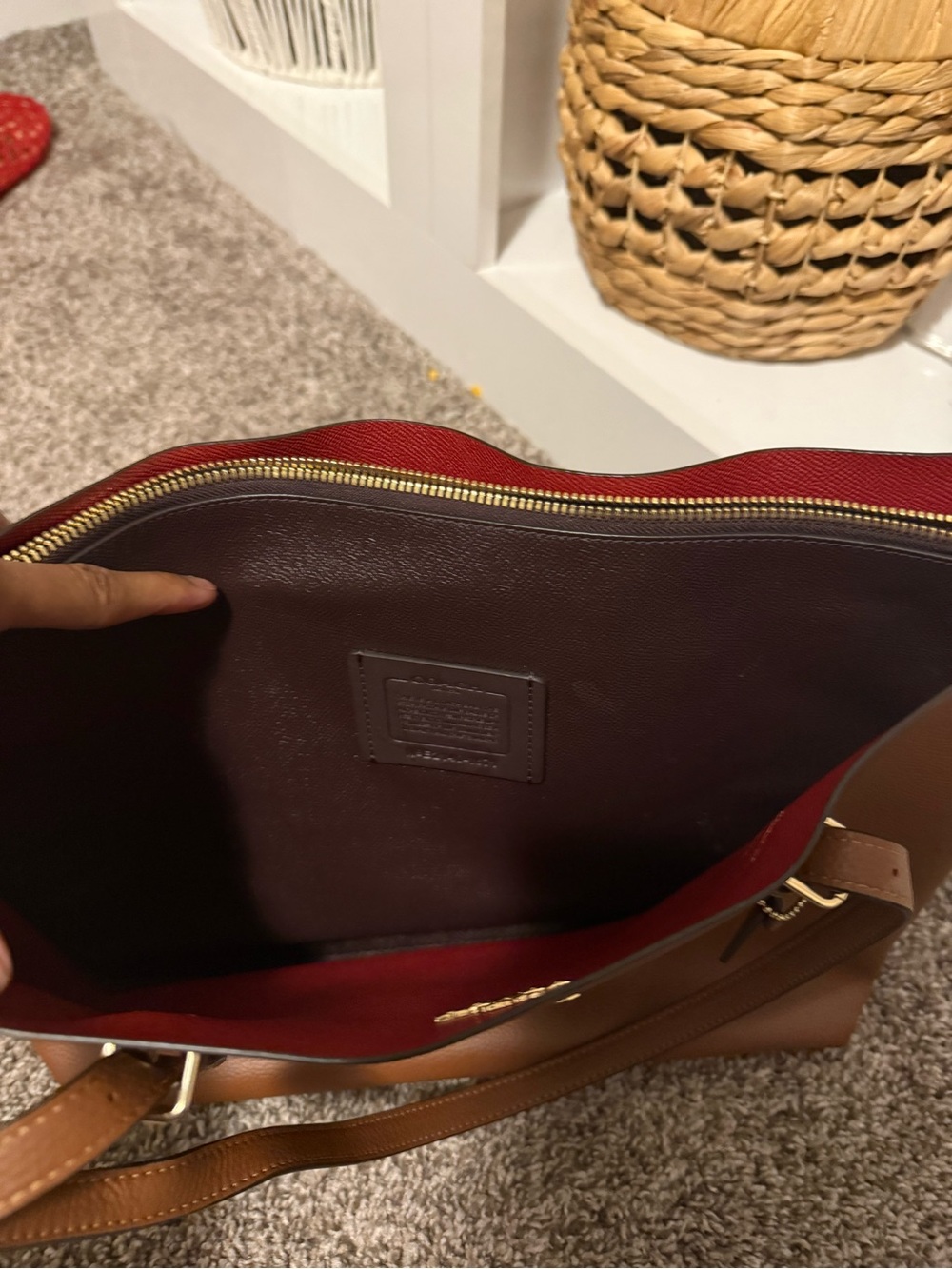 COACH Pebbled Leather Tote Bag in Saddle Brown - Picture 2 of 6